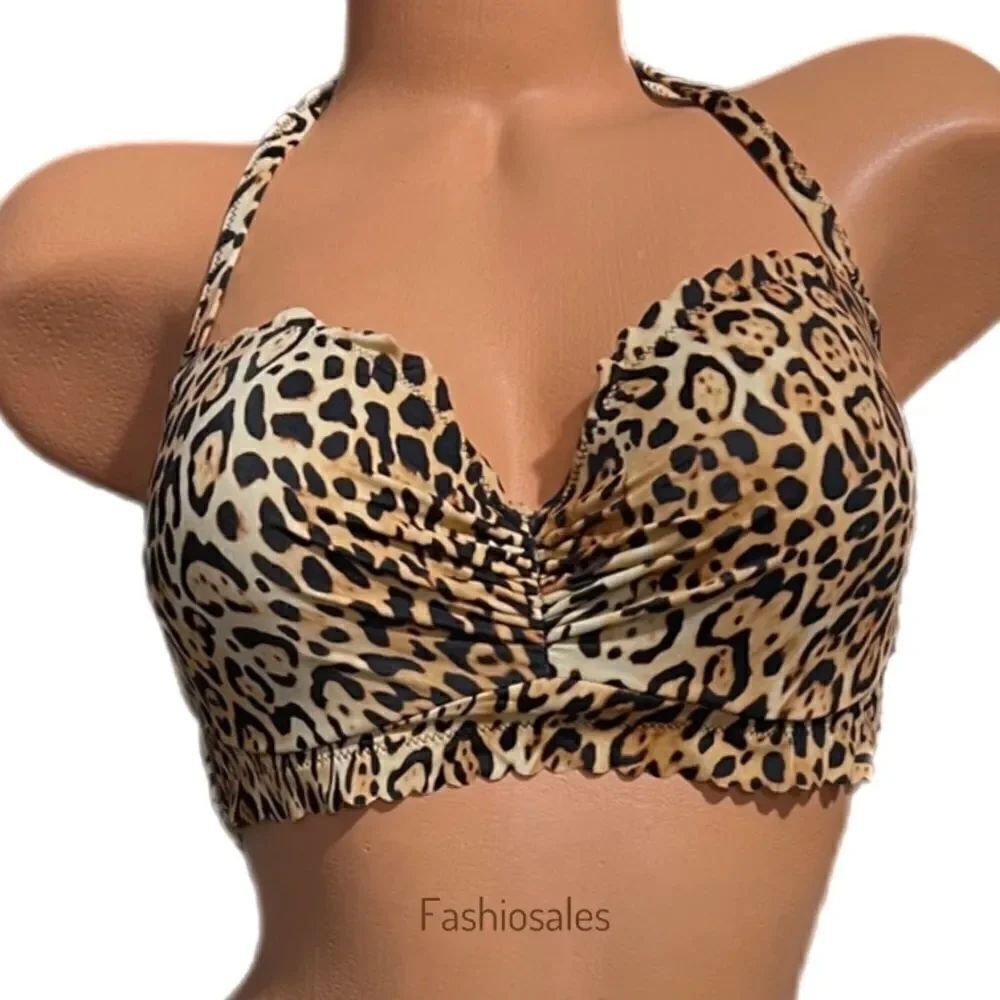 Victorias Secret Swim Zuma Sweetheart Demi Bikini top Halter bra leopard 38D